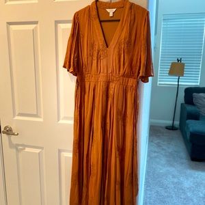 Sun And Shadow Boho Embroidered Midi Dress